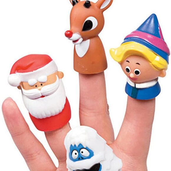 4 Rudolph the Red Nosed Reindeer Finger Puppets Christmas Toy Stocking Stuffer - Picture 1 of 1